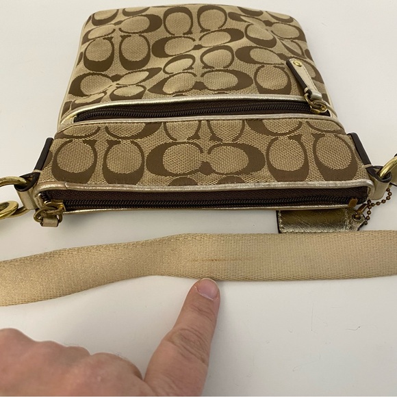 Coach Signature Crossbody with Yellow and Metallic Gold Leather Flower - Picture 13 of 17